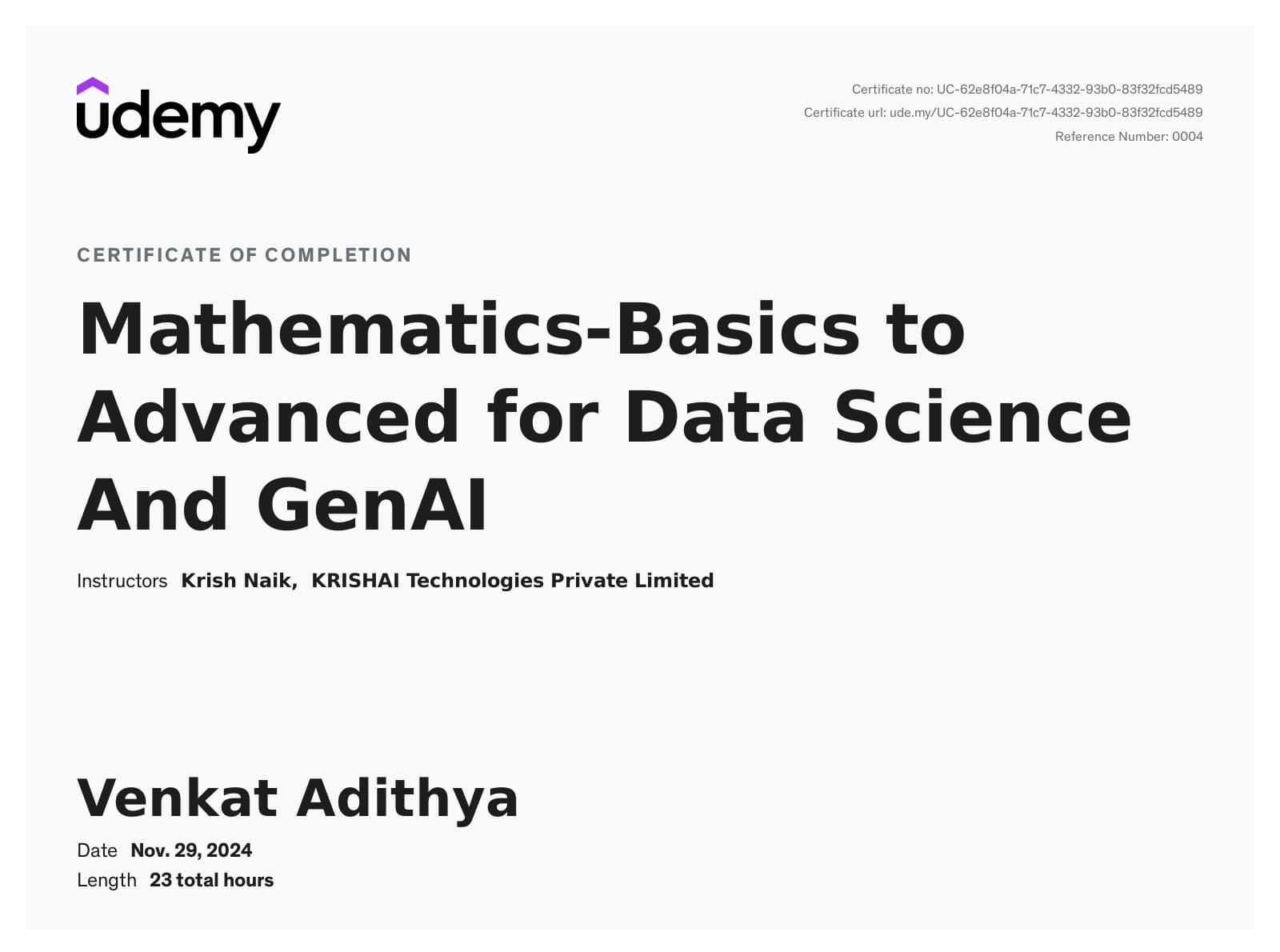 Mathematics – Basics to Advanced for Data Science & GenAI